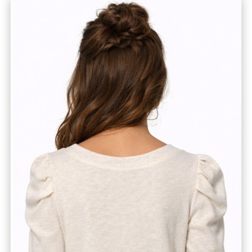 Cream Puff Sleeve Knit Top - Picture 4 of 4